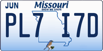 MO license plate PL7I7D