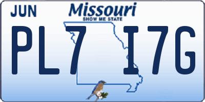 MO license plate PL7I7G