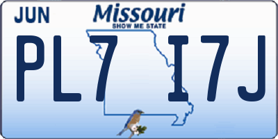 MO license plate PL7I7J