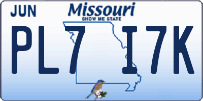 MO license plate PL7I7K