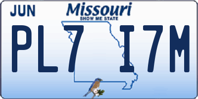MO license plate PL7I7M