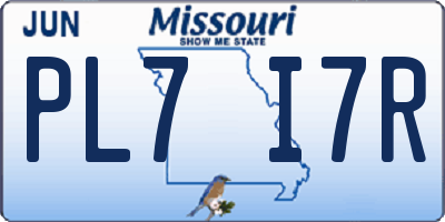 MO license plate PL7I7R