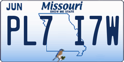 MO license plate PL7I7W