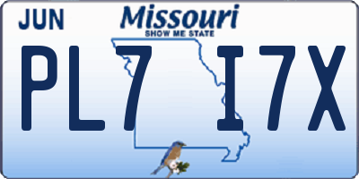 MO license plate PL7I7X