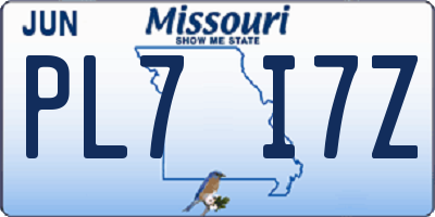 MO license plate PL7I7Z