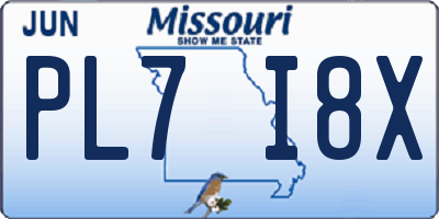 MO license plate PL7I8X