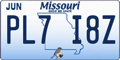 MO license plate PL7I8Z