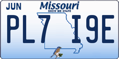 MO license plate PL7I9E