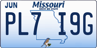 MO license plate PL7I9G