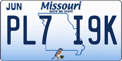 MO license plate PL7I9K