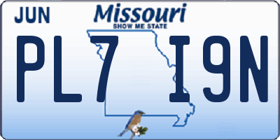 MO license plate PL7I9N