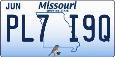 MO license plate PL7I9Q