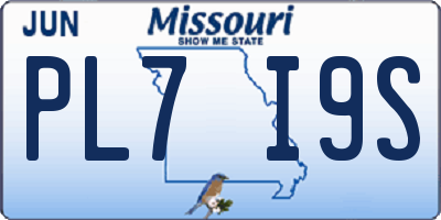 MO license plate PL7I9S
