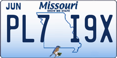 MO license plate PL7I9X