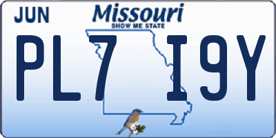 MO license plate PL7I9Y