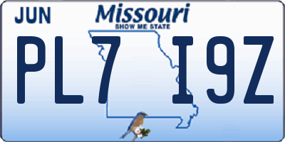 MO license plate PL7I9Z