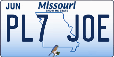 MO license plate PL7J0E