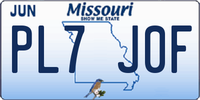 MO license plate PL7J0F