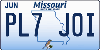 MO license plate PL7J0I