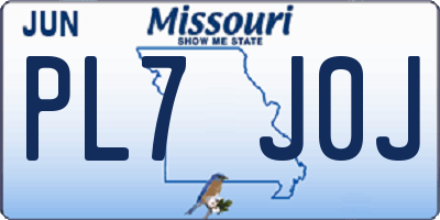 MO license plate PL7J0J