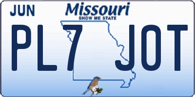 MO license plate PL7J0T