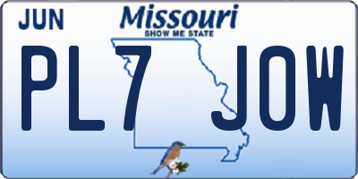 MO license plate PL7J0W