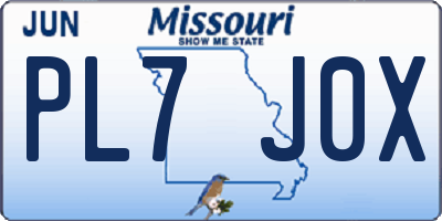 MO license plate PL7J0X