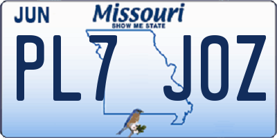 MO license plate PL7J0Z