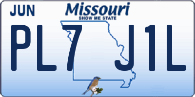 MO license plate PL7J1L