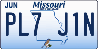 MO license plate PL7J1N