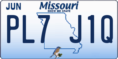 MO license plate PL7J1Q