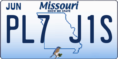 MO license plate PL7J1S