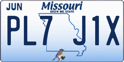 MO license plate PL7J1X