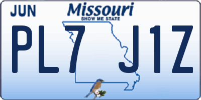 MO license plate PL7J1Z
