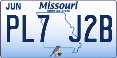 MO license plate PL7J2B