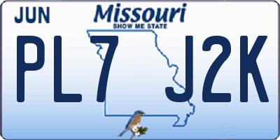 MO license plate PL7J2K