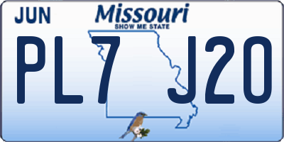 MO license plate PL7J2O
