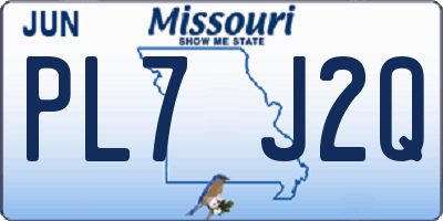 MO license plate PL7J2Q