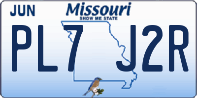 MO license plate PL7J2R