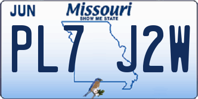 MO license plate PL7J2W