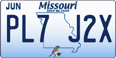 MO license plate PL7J2X