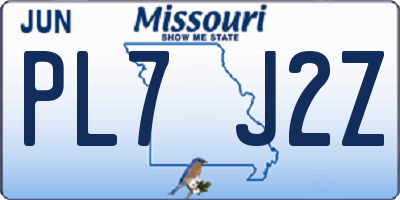 MO license plate PL7J2Z