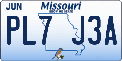 MO license plate PL7J3A