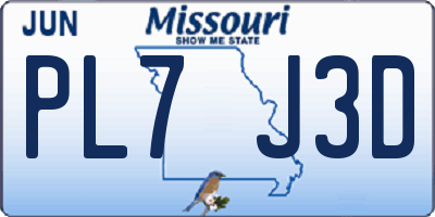 MO license plate PL7J3D
