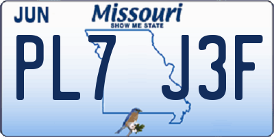 MO license plate PL7J3F
