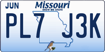 MO license plate PL7J3K