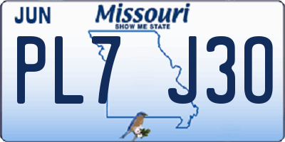 MO license plate PL7J3O