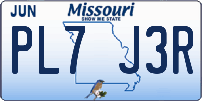MO license plate PL7J3R