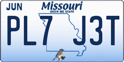 MO license plate PL7J3T
