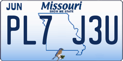 MO license plate PL7J3U